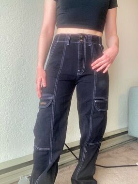 Basically New BDG Black Cargo Jeans with White Contrast Stitching